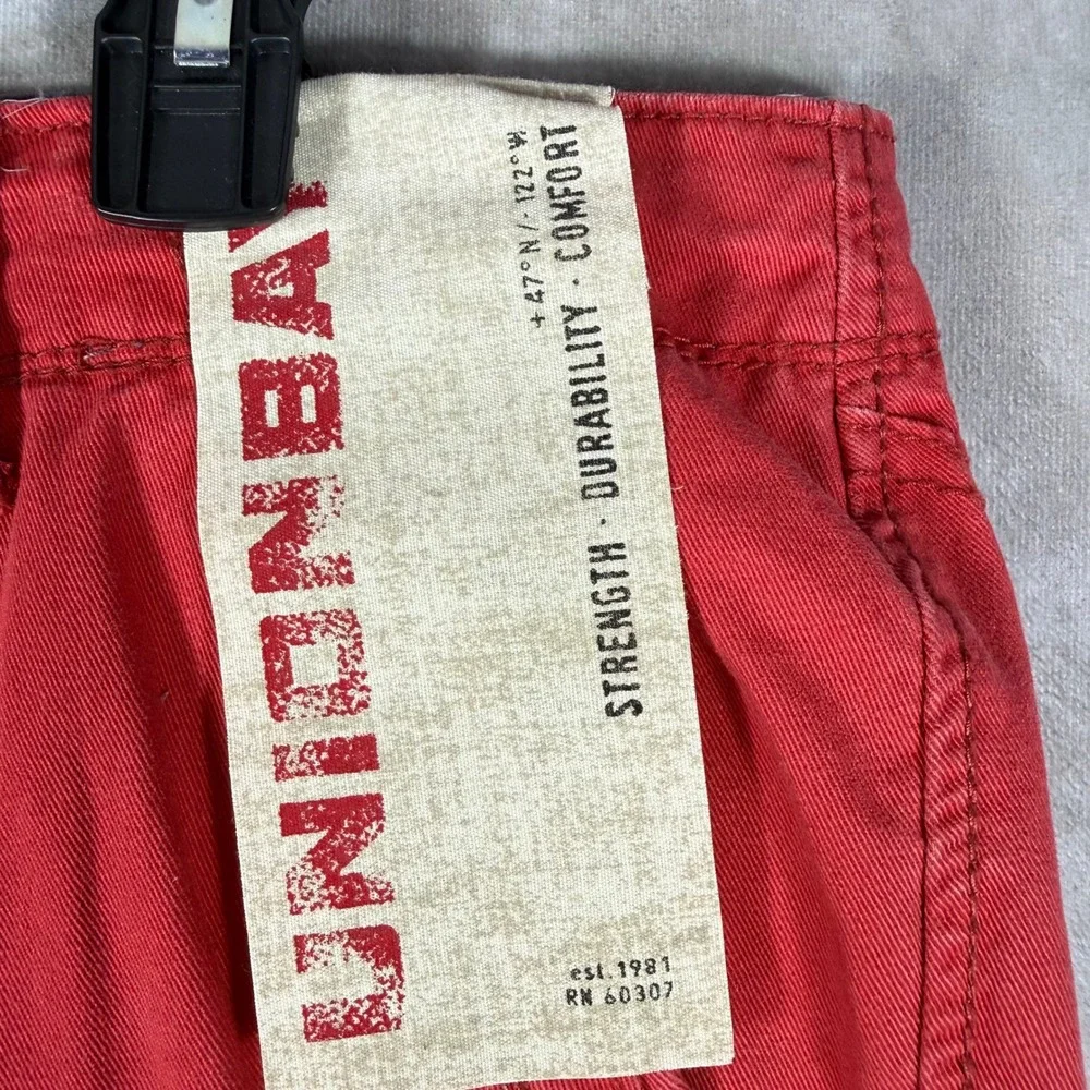 Unionbay Cargo Shorts Men 36 Red Raw Hem Drawstring‎ Pockets Casual Utility